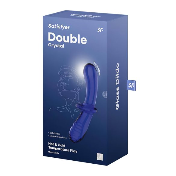 Satisfyer Double Crystal - doppelseitiger Glasdildo (blau)