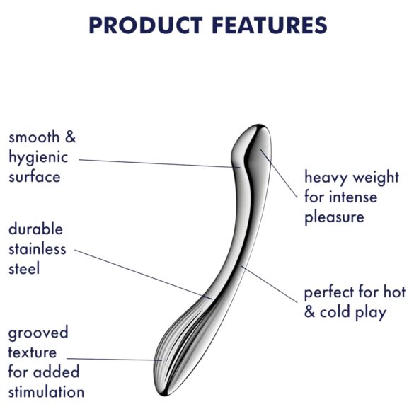 Satisfyer Pure Gravity 1 - gerippter Stahldildo (silber)