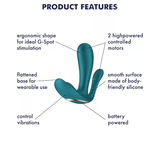 Satisfyer Top Secret+ - Tragbarer 3-armiger Vibrator (grün)
