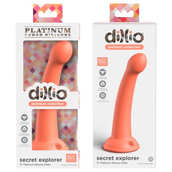 Dillio Secret Explorer - Saugnapf Spitze Silikondildo (17cm) - Orange