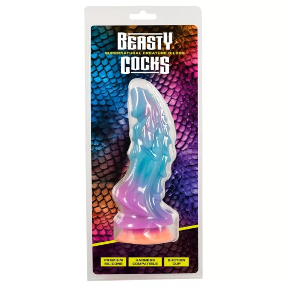 Beasty Cocks - außerirdischer Silikon-Dildo (blau-orange)