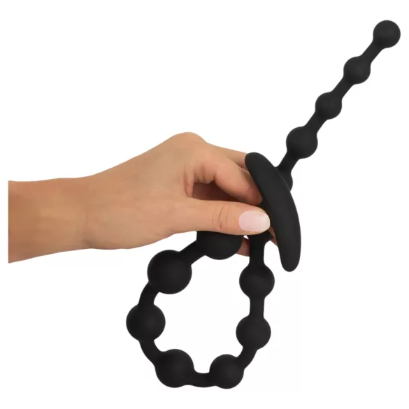 Black Velvets - Anal-Dildo mit Perlen (schwarz)