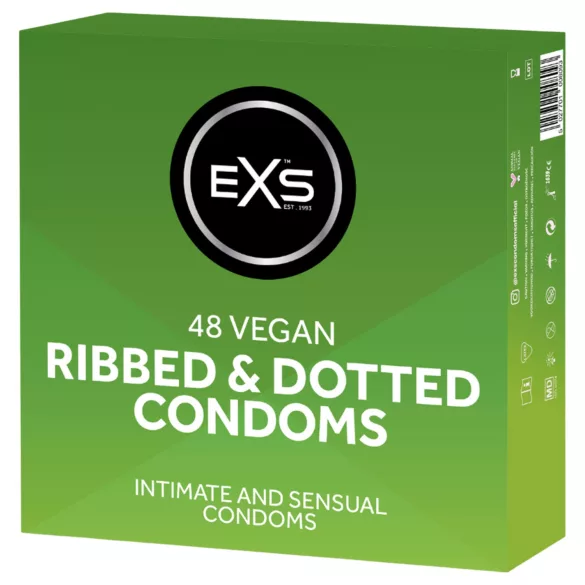 EXS Ribbed & Dotted - geripptes, genopptes Kondom (48 Stk.)