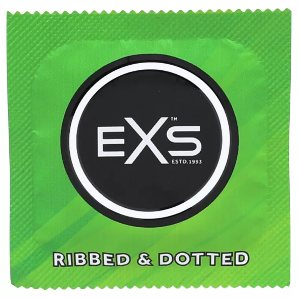 EXS Ribbed & Dotted - geripptes, genopptes Kondom (48 Stk.)