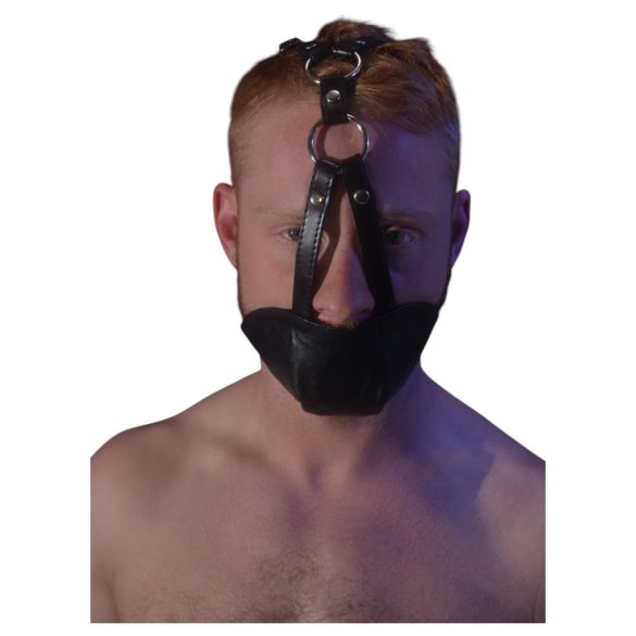 Rouge - Echtleder Maske und Mundknebel (schwarz)