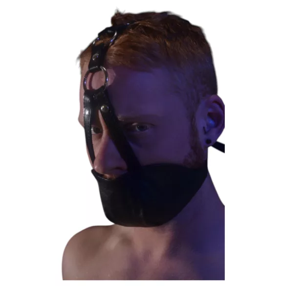 Rouge - Echtes Leder Maske und Mundknebel (Schwarz)