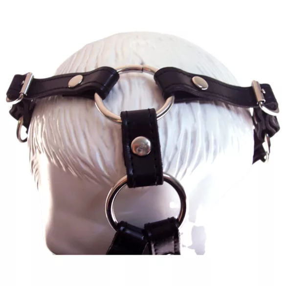 Rouge - Echtes Leder Maske und Mundknebel (Schwarz)