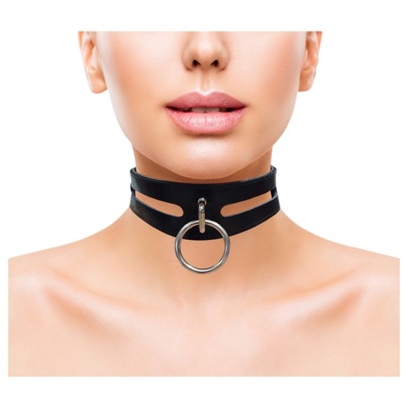 Rouge - Echtes Leder-Halsband (Schwarz)