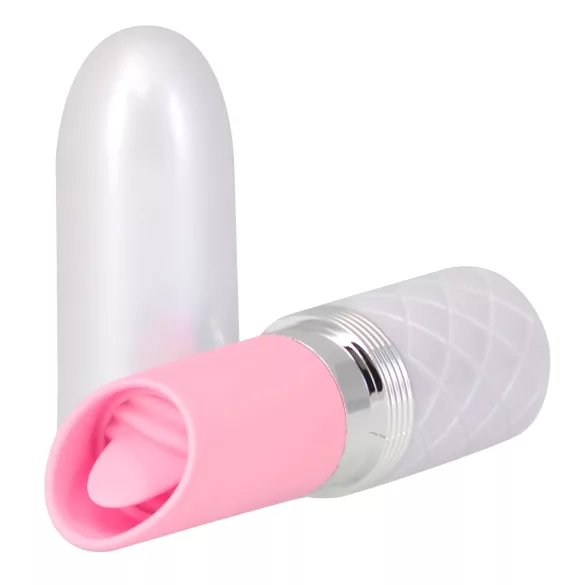 Pillow Talk Lusty - wiederaufladbarer Stabvibrator mit Zunge (weiß-pink)
