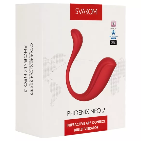 Svakom Phoenix Neo 2 - tragbares app-gesteuertes Vibro-Ei (rot)
