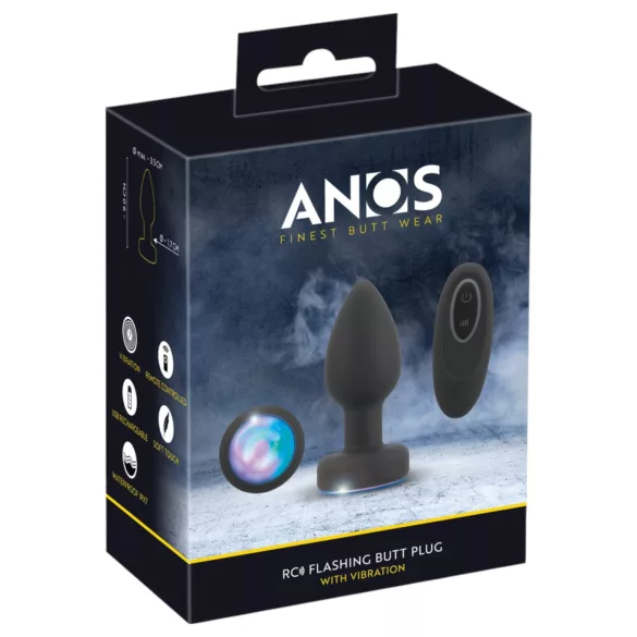 ANOS - leuchtender, vibrierender Analplug (schwarz)