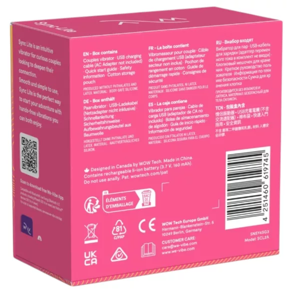 We-Vibe Sync Lite - Paarvibrator mit App- und Fernbedienungssteuerung (Pink)
