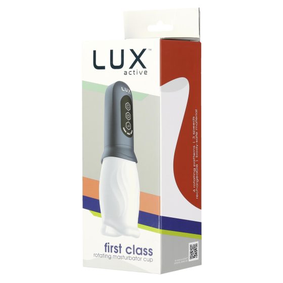 LUX Active First Class - rotierender Masturbator mit weichem Spikes für Männer (weiß-grau)