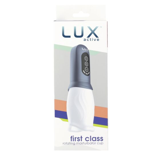 LUX Active First Class - rotierender Masturbator mit weichem Spikes für Männer (weiß-grau)