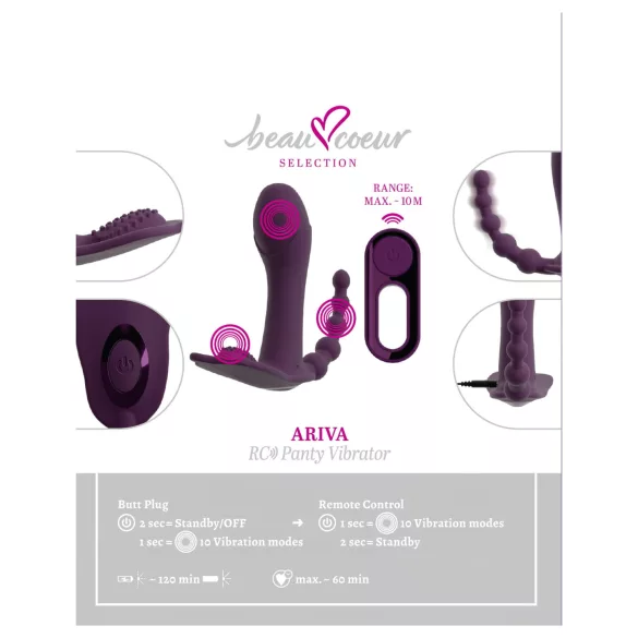 Beau Coeur Ariva - tragbarer 3-in-1 Höschenvibrator (lila)