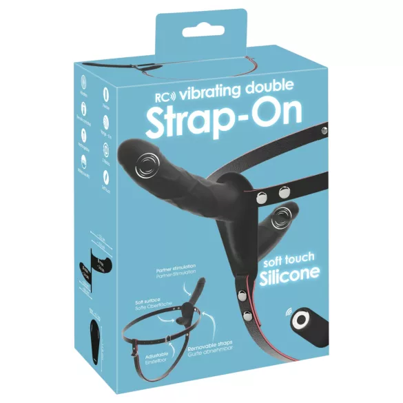 You2Toys - ferngesteuerter doppelt umschnallbarer Vibrator (schwarz)