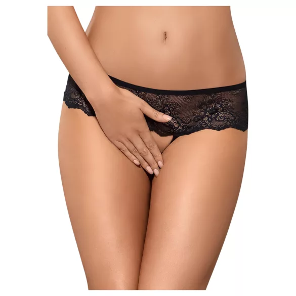 Obsessive Merossa - Strass, offener Damenstring - Schwarz - L/XL