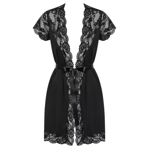 Obsessive - Spitzen-Negligé (schwarz) - L/XL