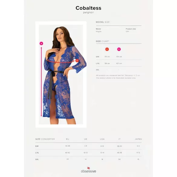 Obsessive Cobaltess - Spitze Morgenmantel (blau)