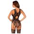 Obsessive - Netz-Overall mit Blumenmuster, offen (schwarz) (S-L)