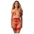 Obsessive Matildea - Spitzen-Strumpfhalter mit Ketten (Rot)