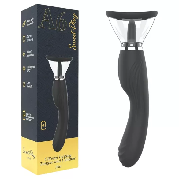 Erospace Sweet Play - 2-in-1 Klitorisstimulator-Vibrator mit Zunge und Saugfunktion (schwarz)