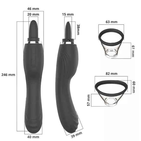 Erospace Sweet Play - 2-in-1 Klitorisstimulator-Vibrator mit Zunge und Saugfunktion (schwarz)