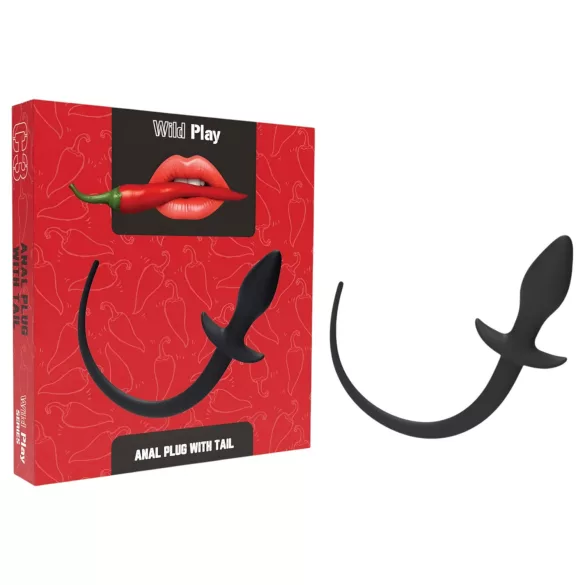 Erospace Wild Play - Analplug mit Schwanz für Rollenspiele (schwarz)