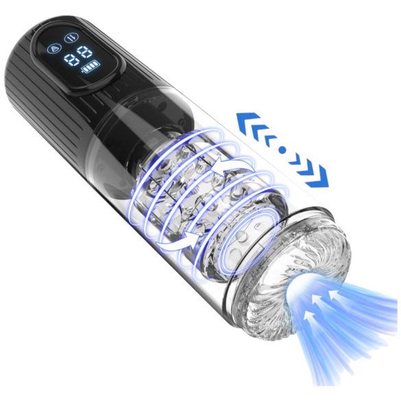 Men's Play - rotierender, saugender, vibrierender Masturbator (schwarz)