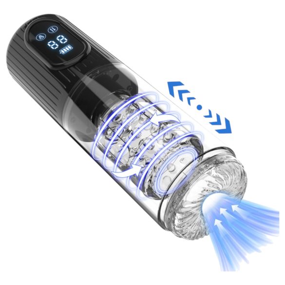 Men's Play - rotierender, saugender, vibrierender Masturbator (schwarz)