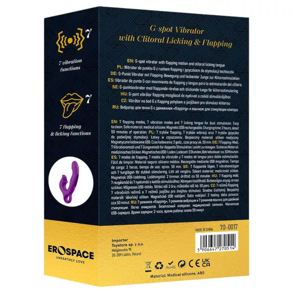 Erospace Sweet Play - Zungen-Klitorisstimulator und nickender G-Punkt-Vibrator (lila)