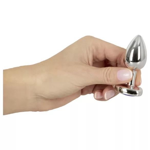 Magic Shiver - Metall-Analplug mit Stein (blau)