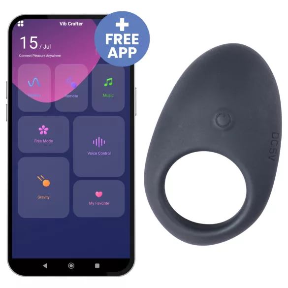 Desirel Halo - App-gesteuerter vibrierender Penisring für Männer (schwarz)