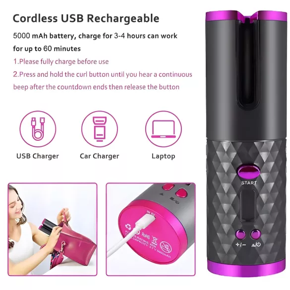 CAC - Akku Lockenstab Set (weiß)