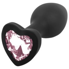 Sunfo - Silikon Analplug Herzschmuck (Schwarz-Pink)