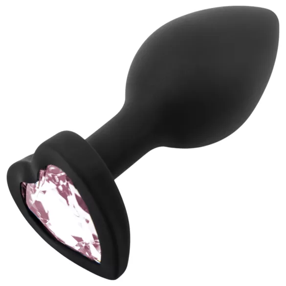 Sunfo - Silikon Analplug Herzschmuck (Schwarz-Pink)