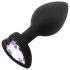 Sunfo - Silikon Analplug mit herzförmigem Schmuckstein (Schwarz-Lila)