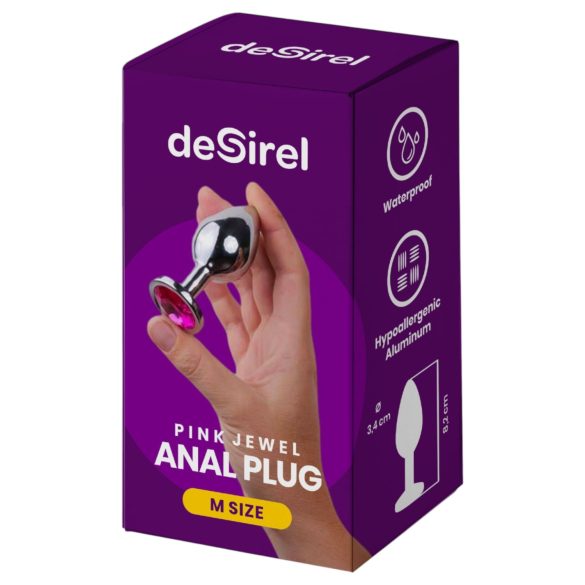 Desirel Pink Juwel M - Anal Plug (Silber-Pink)
