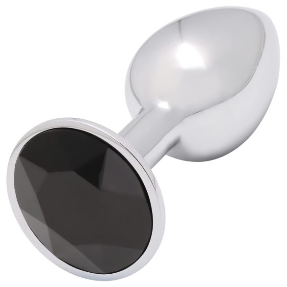 Sunfo - Metall Analplug mit schwarzem Stein (silber)