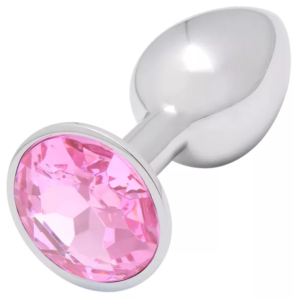 Sunfo - Metall Analplug mit rosa Stein (silber)