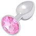 Sunfo - Metall-Analplug mit rosa Stein (silber)