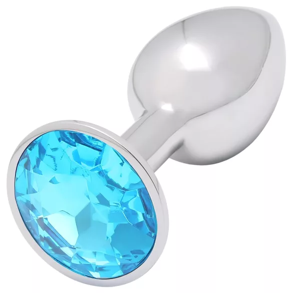 Sunfo - Metall-Analplug mit hellblauem Stein (silber)