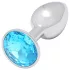 Sunfo - Metall-Analplug mit hellblauem Stein (silber)