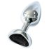 Sunfo - Metall Analplug mit herzförmigem schwarzem Stein (silber)