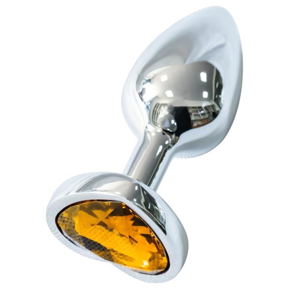 Sunfo - Metall Anal Plug mit herzförmigem goldfarbenem Stein (Silber)
