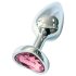 Sunfo - Metall Analplug mit herzförmigem rosa Stein (silber)