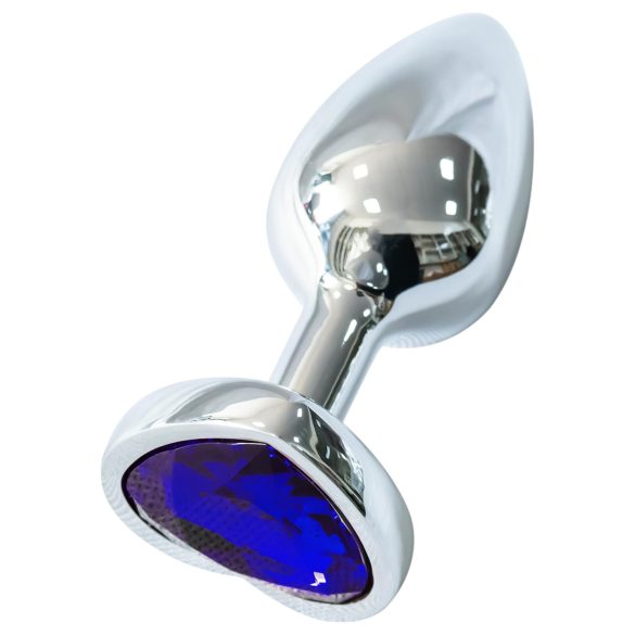 Sunfo - Metall Analplug mit herzförmigem dunkelviolettem Stein (silber)