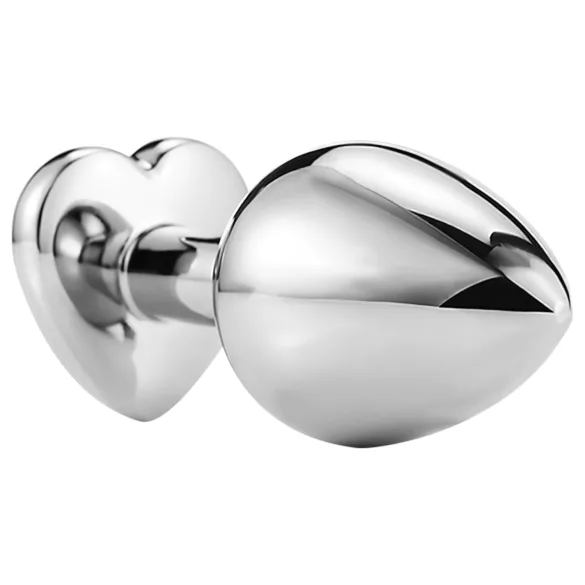 Sunfo - Metall Analplug mit herzförmigem dunkelviolettem Stein (silber)