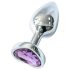 Sunfo - Metall Anal Plug mit herzförmigem lila Stein (silber)