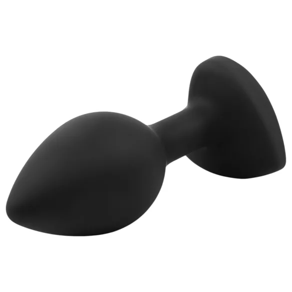 Sunfo - Silikon Analplug mit herzförmigem, dunkelblauem Stein (schwarz)